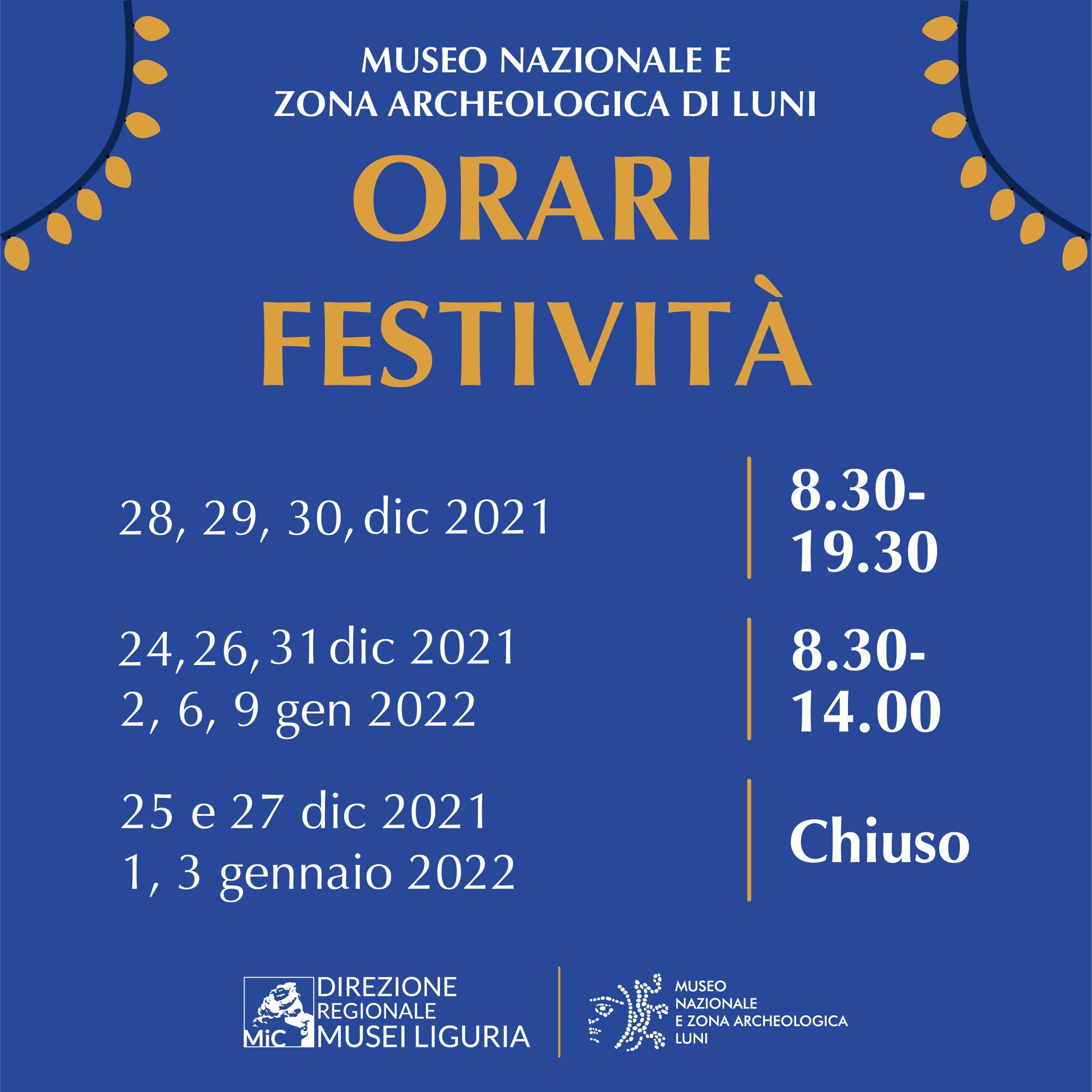 ORARI FESTIVITÀ 2021